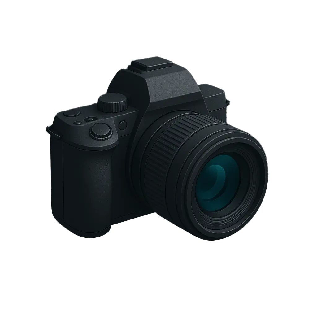 Eine professionelle Kamera symbolisiert die Dienstleistung Fotografie