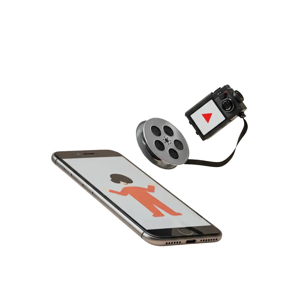 Ein iPhone mit Videokamera daneben als Symbol für Socialmedia